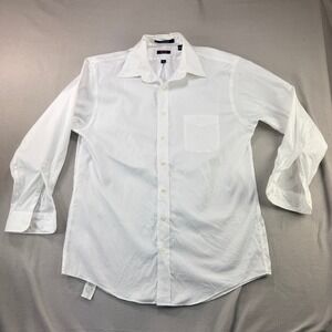 Overton Mens White Long Sleeve Wrinkle Free Cotton Dress Shirt 16 34